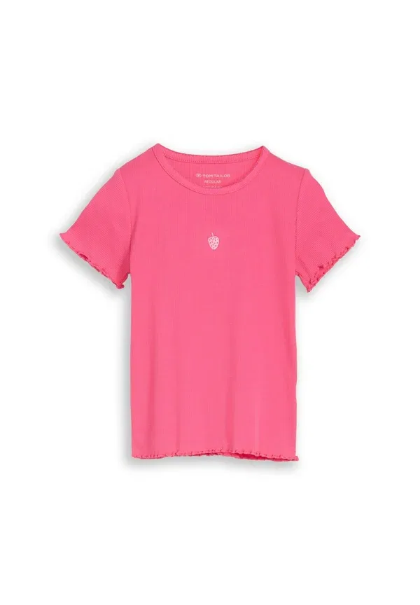 Футболка Tom Tailor basic t-shirt с вышивкой, ярко-розовый