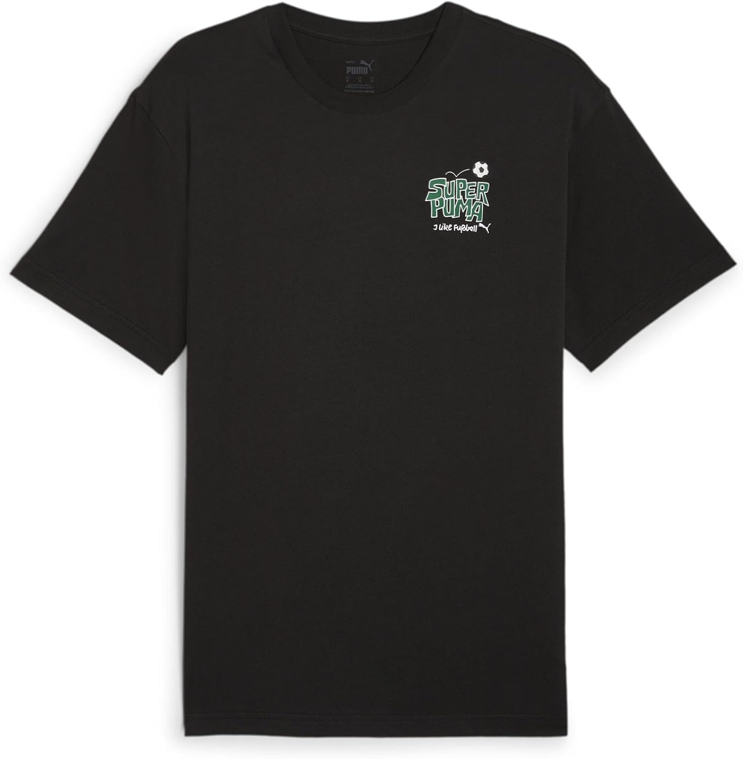 

Мужская повседневная футболка Puma 629111 с принтом «Суперфутбол», свободного кроя, черный