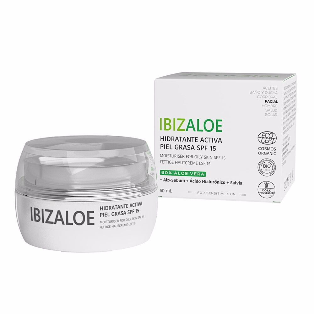 

Увлажняющий крем для ухода за лицом Ibizaloe hidratante activa piel grasa spf 15 Ibizaloe, 50 мл