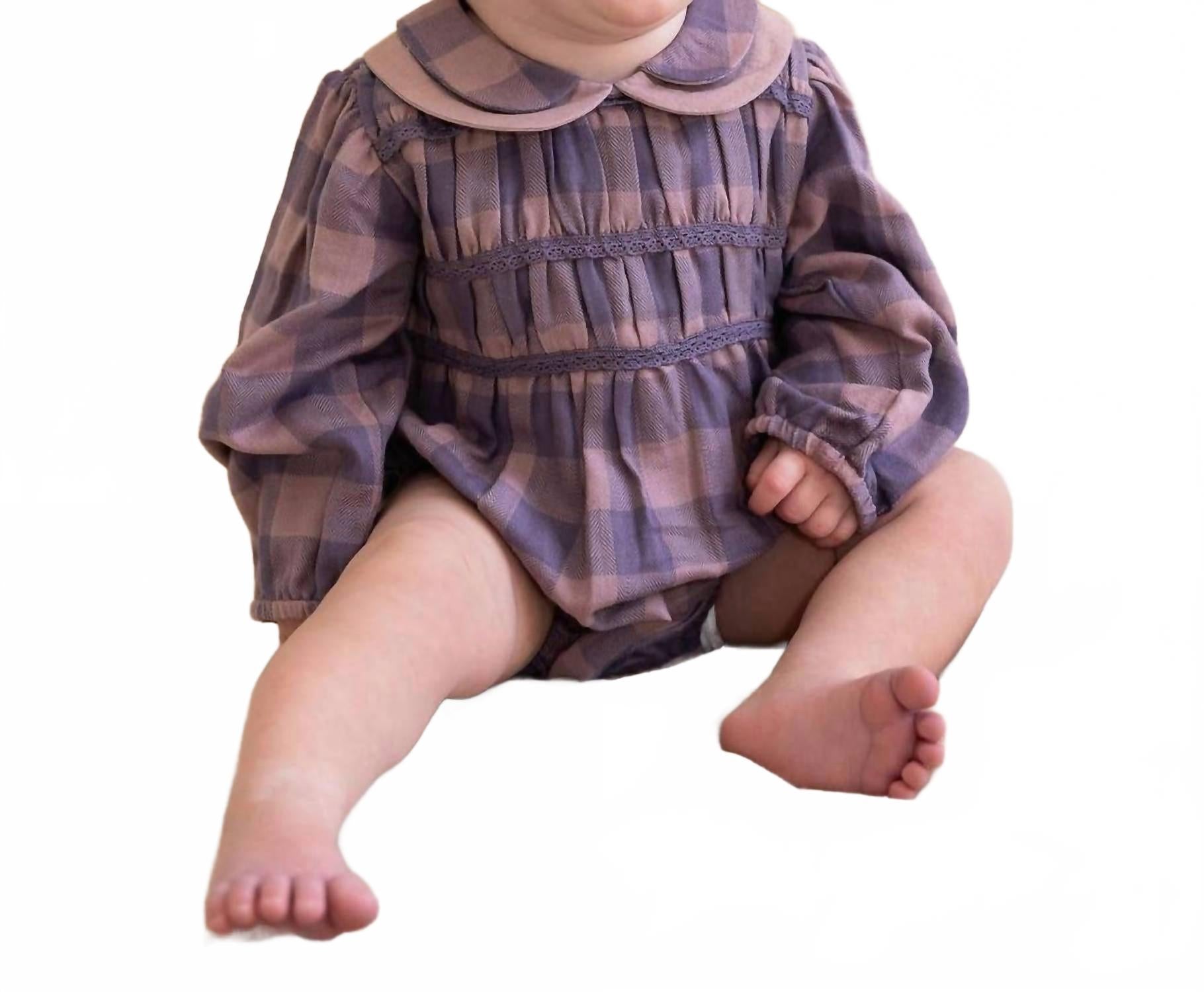 

VIVERANO Organics Комбинезон в клетку «Питер Пэн» с вышивкой, сиреневого цвета