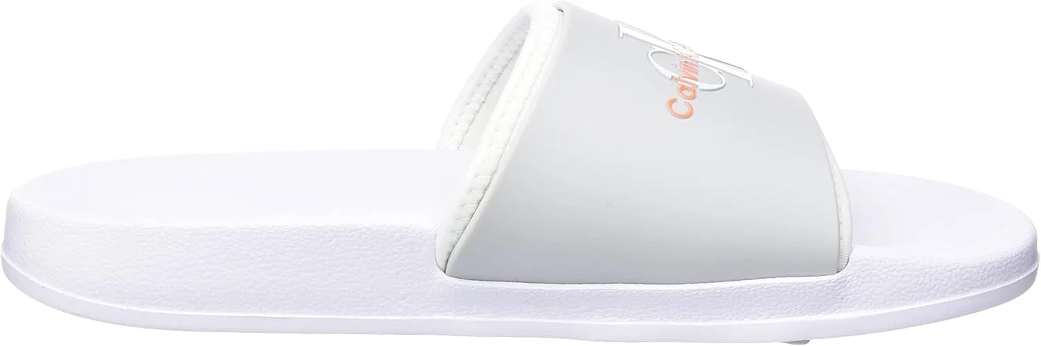 Шлепанцы Calvin Klein Herren Monogram TPU Ym0ym00361 Schlappen, White Oyster Mushroom White — фото 4