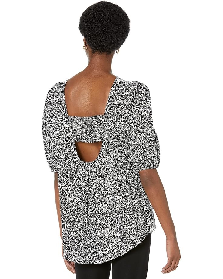 

Блуза H Halston 3/4 Puff Sleeve Ruched Blouse, цвет Garden Scroll Black