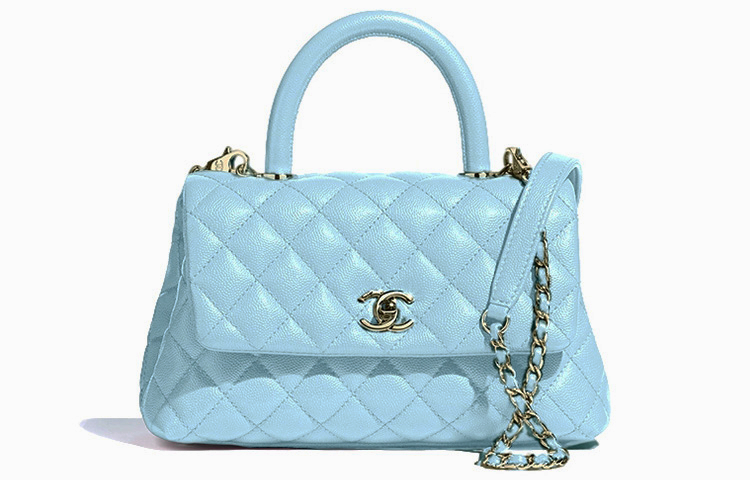 

CHANEL Женская сумка через плечо из натуральной кожи небесно-голубого цвета