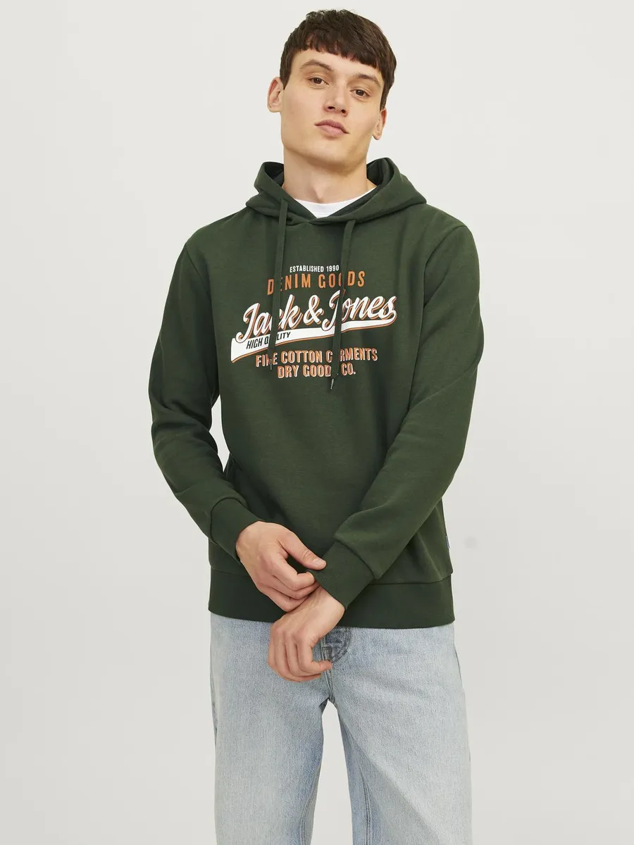 

Толстовка Jack & Jones с капюшоном "JJELOGO SWEAT HOOD 2 COL 24/25 NOOS", цвет Kombu Green