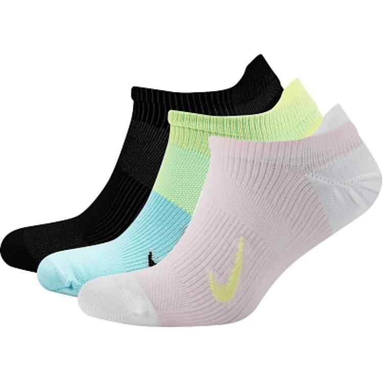 Nike Женские короткие носки, 3 пары, розовый протея, синий, черный, светло-лимонный/светло-лимонный розовый, синий, черный/черный, розовый протея — фото 4