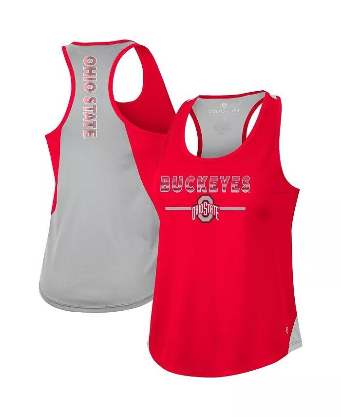 

Женская майка Scarlet Ohio State Buckeyes Sachs 2-Hit с овальным вырезом-борцовкой Colosseum