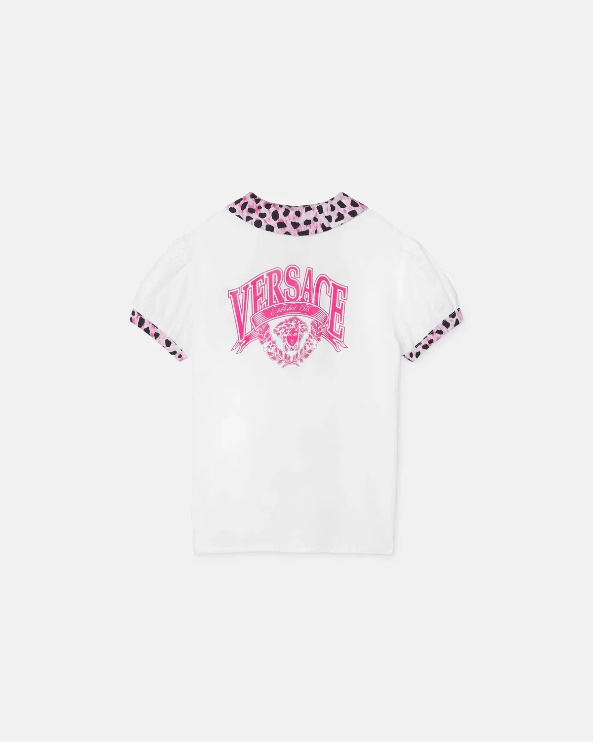 Детская рубашка из хлопкового джерси с принтом VERSACE, розовый — фото 3