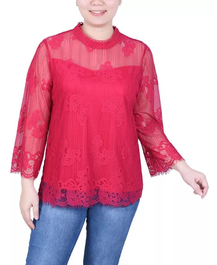 

Женская кружевная блузка с рукавом 3/4 NY Collection, красный