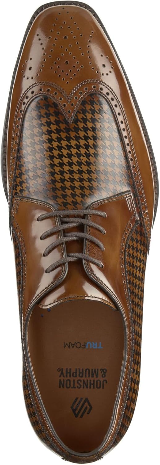 Туфли Johnston Murphy Sullivan Wingtip Oxford на шнуровке Johnston & Murphy, Mahogany Brush-off Houndstooth Calfskin — фото 2