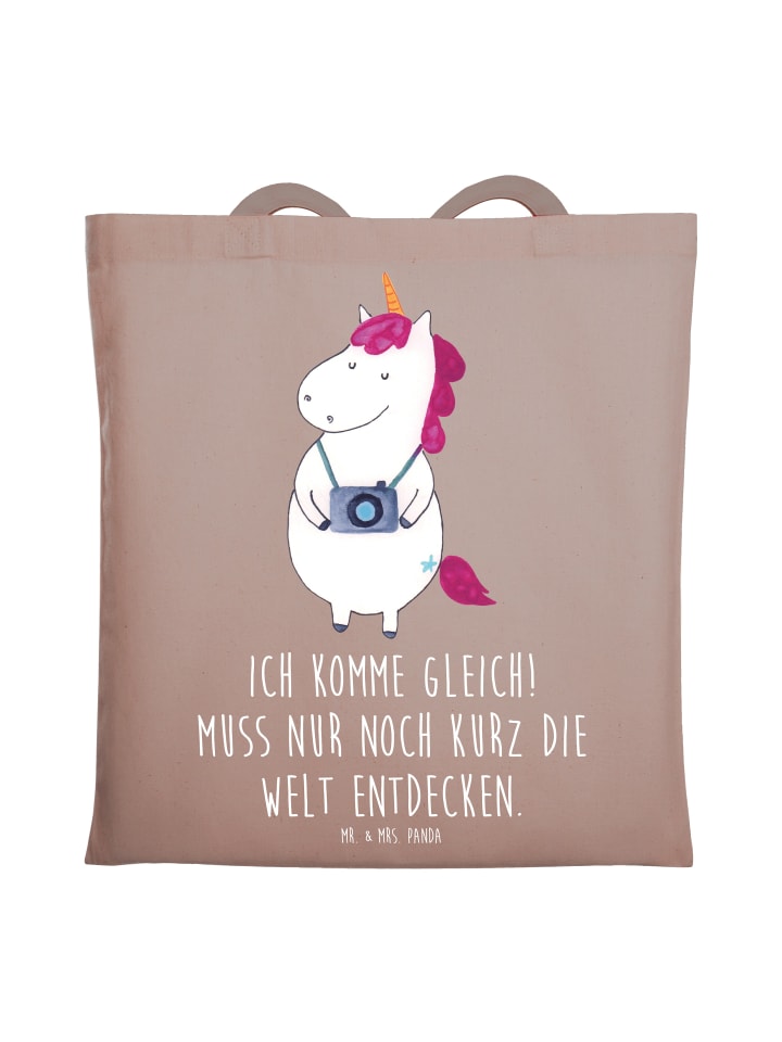 

Mr. & Mrs. Panda Сумка-шоппер с изображением единорога и надписью, пастельно-коричневого цвета