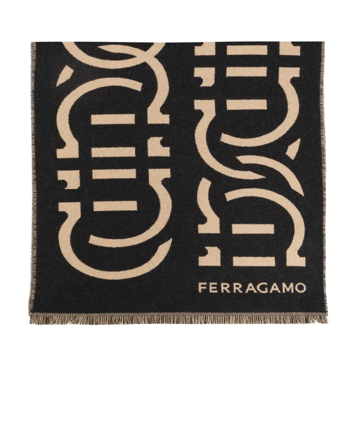 

Шерстяной шарф Salvatore Ferragamo, черный