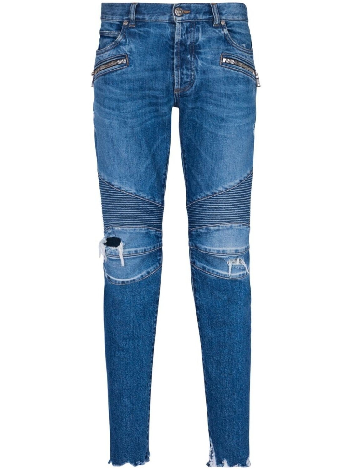 

Balmain distressed-effect denim jeans, синий