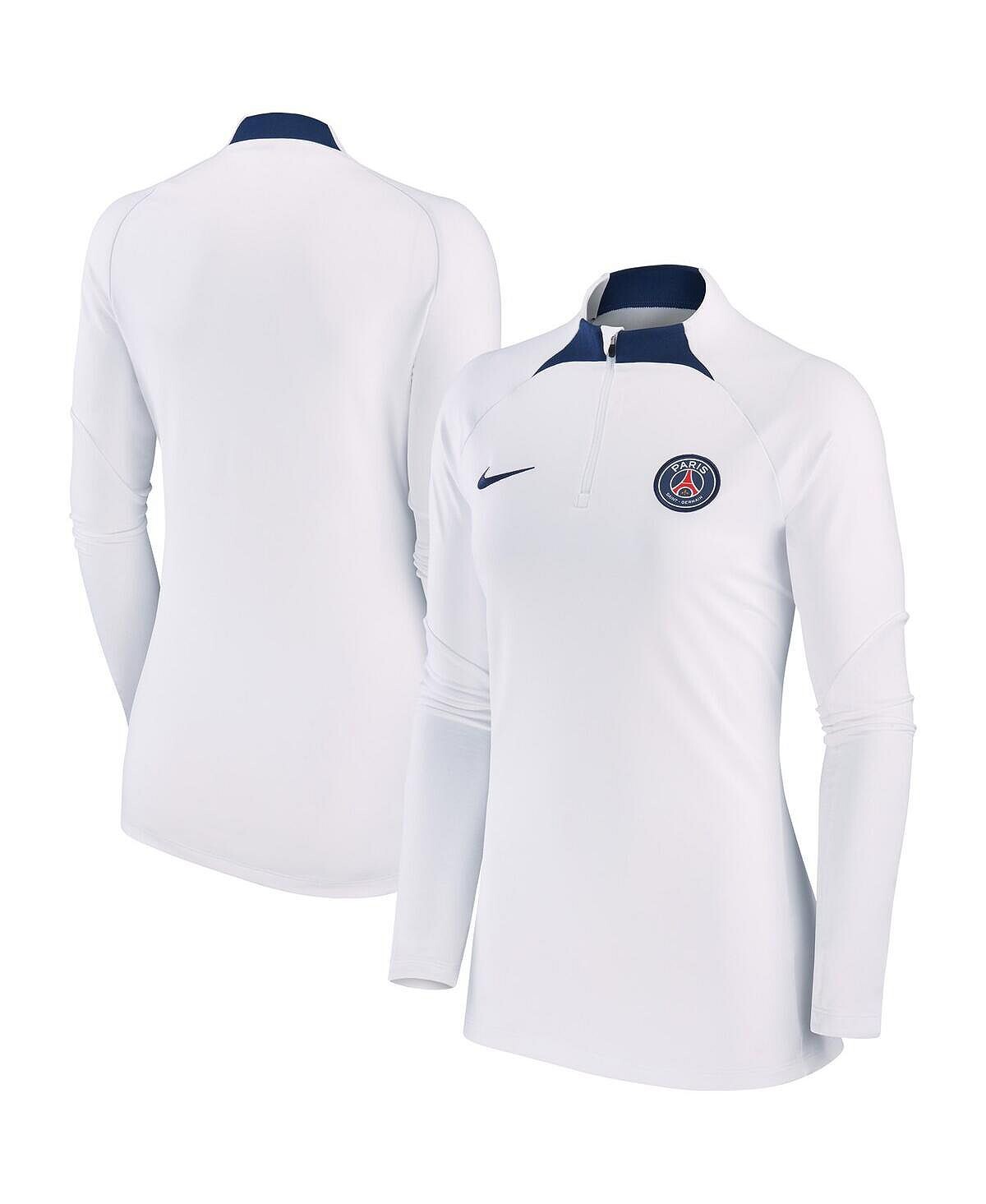 

Женский белый топ с молнией четверти Paris Saint-Germain Strike Drill Raglan Performance Nike, белый