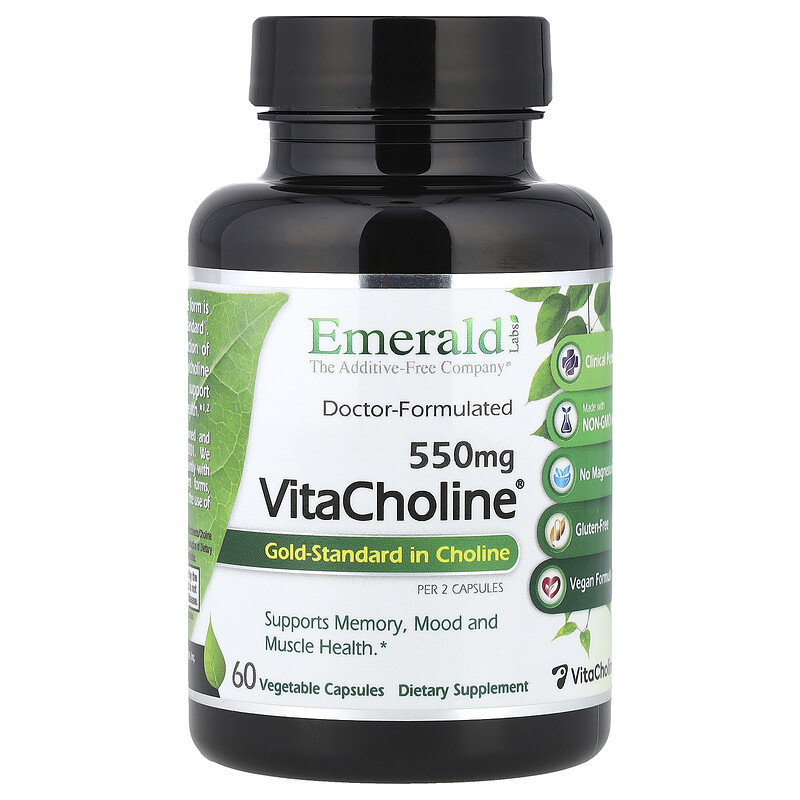 

Emerald Laboratories, VitaCholine, 550 мг, 60 растительных капсул (275 мг в 1 капсуле)