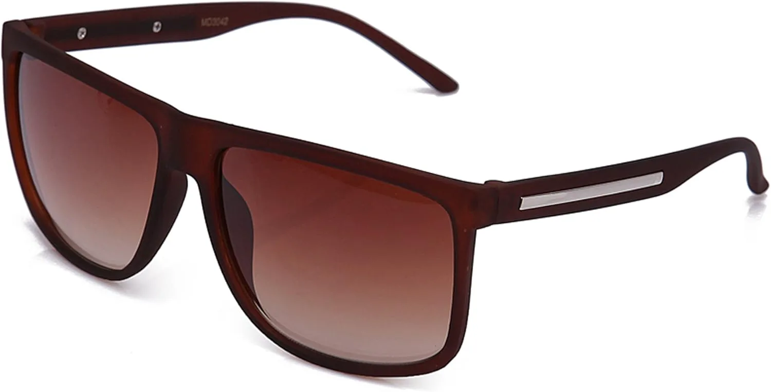 

Newbee Fashion - "Preview" Модные квадратные солнцезащитные очки с двухцветным дизайном дужек и защитой от УФ-излучения UV 400 Newbee Fashion Sunglasses, Brown