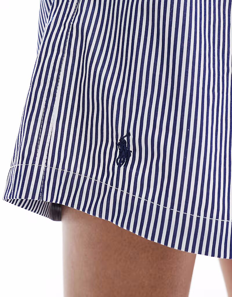 Полосатые шорты-боксеры Polo Ralph Lauren темно-синего цвета с логотипом на поясе — фото 2