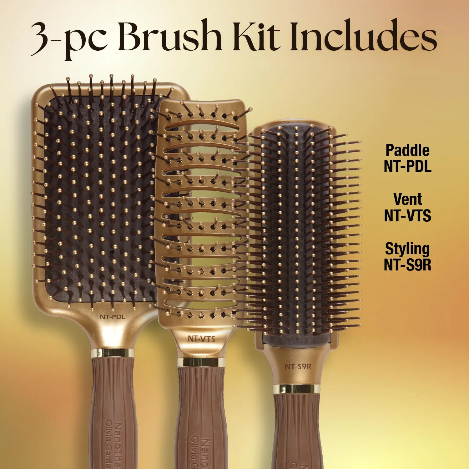 Расческа-стайлер Olivia Garden Ceramic + Ion Nano Thermic Hair Brush Сумка из 3 штук, White — фото 2