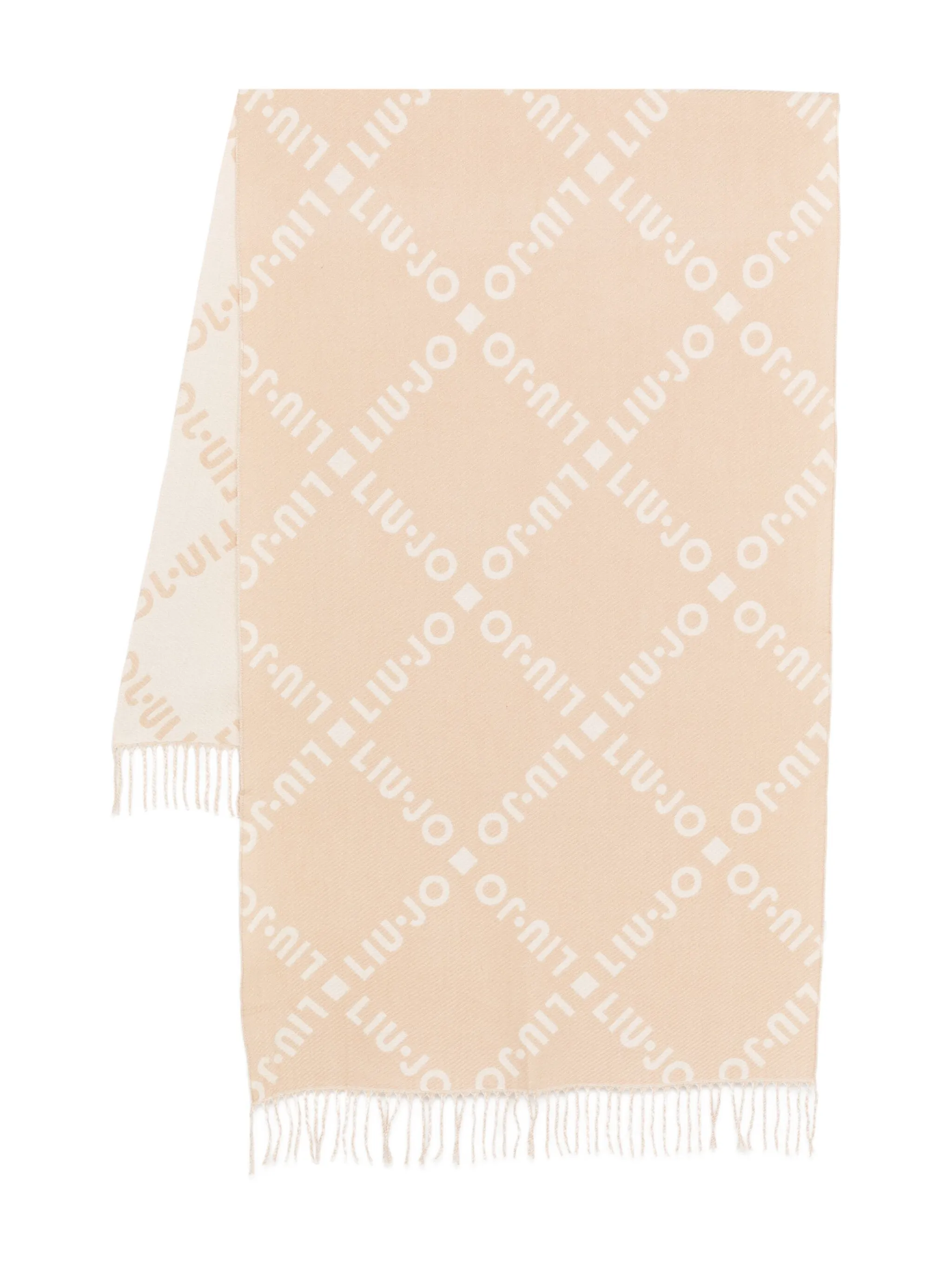 

Шарф с бахромой и логотипом Liu Jo, бежевый