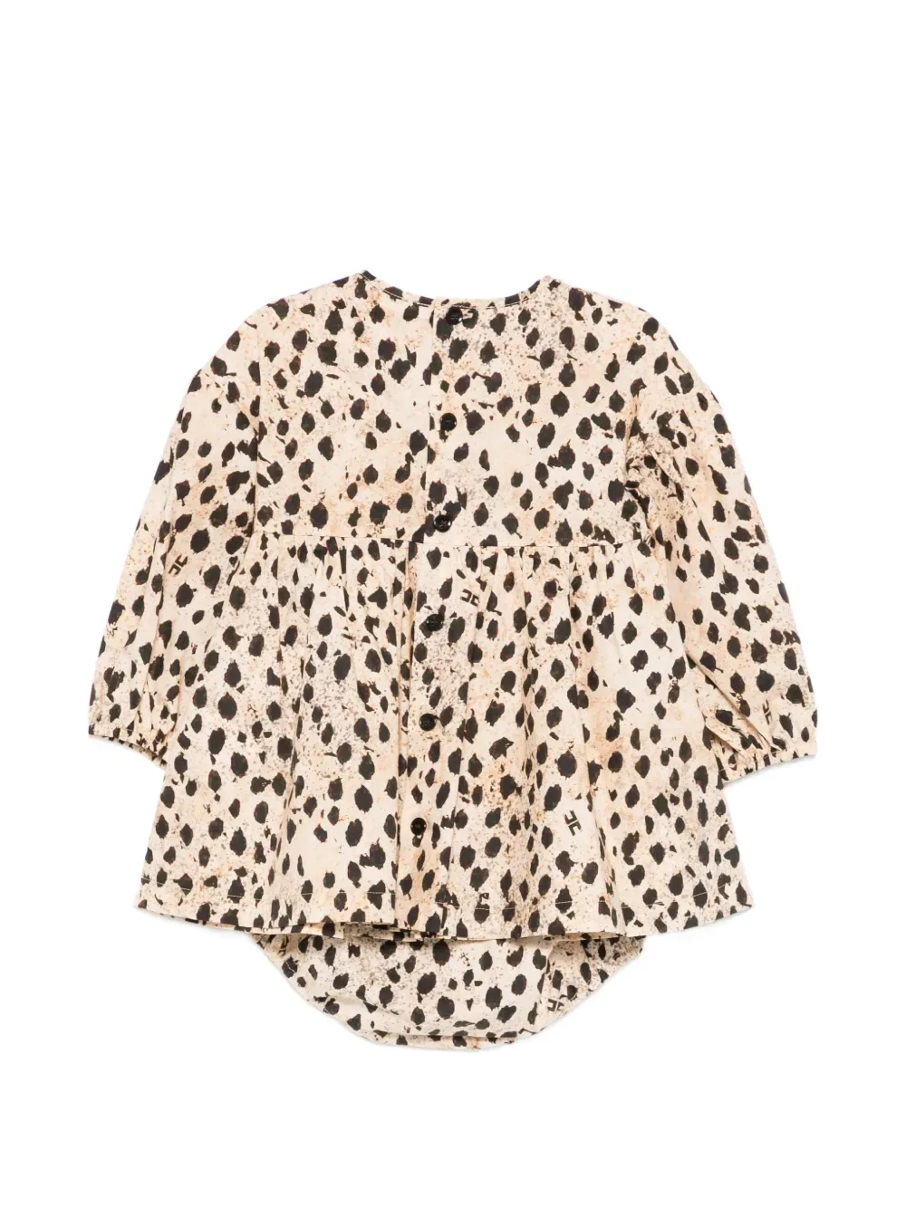 Комплект из двух платьев с анималистичным принтом Elisabetta Franchi Kids, бежевый — фото 2