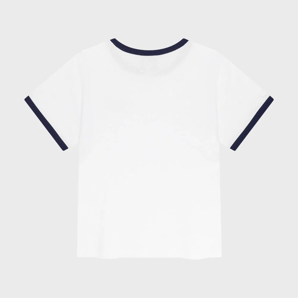 Детская футболка Kids Small Classic Logo Ringer белая от Marithé Kids — фото 2