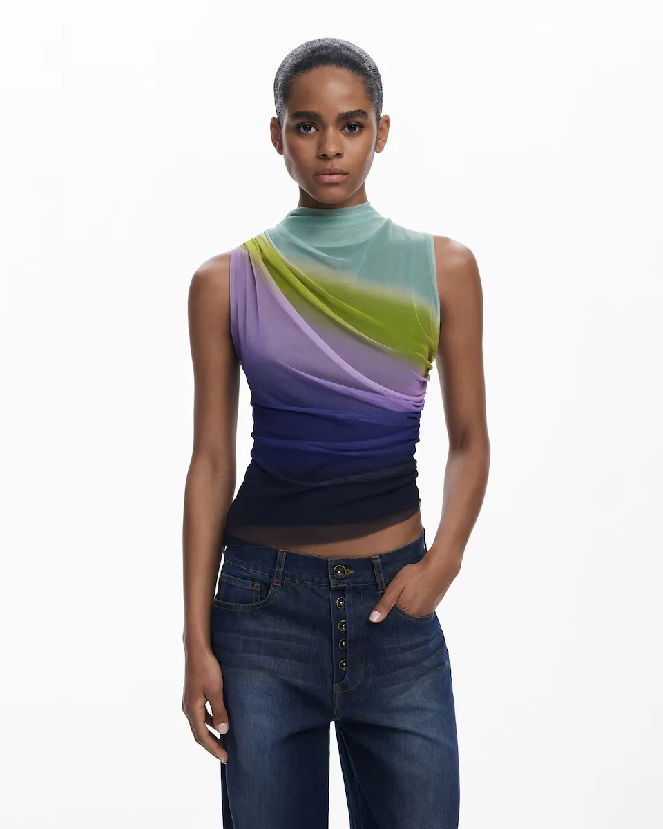 

Женская футболка с градиентным тюлем Desigual, мультиколор
