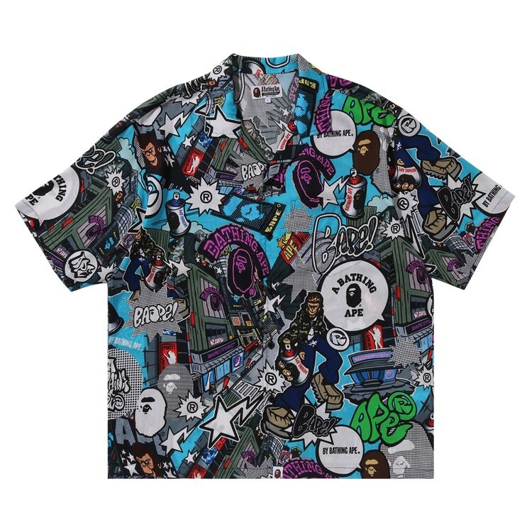 

Рубашка BAPE Comic Art Open Short-Sleeve Shirt, разноцветный