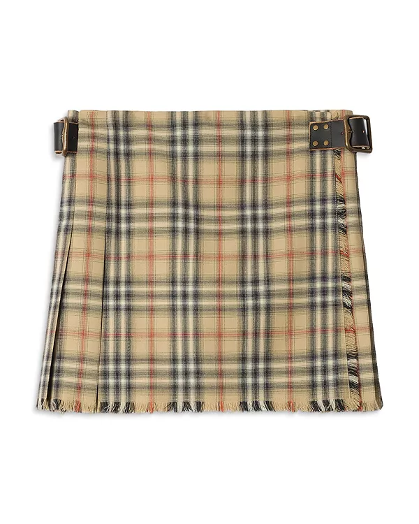 Юбка Burberry Шерстяная в клетку «Скай», бежевый — фото 4
