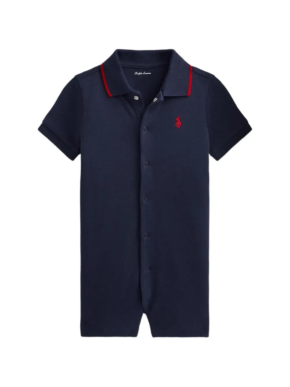 Комбинезон с воротником поло и вышивкой POLO RALPH LAUREN KIDS, синий