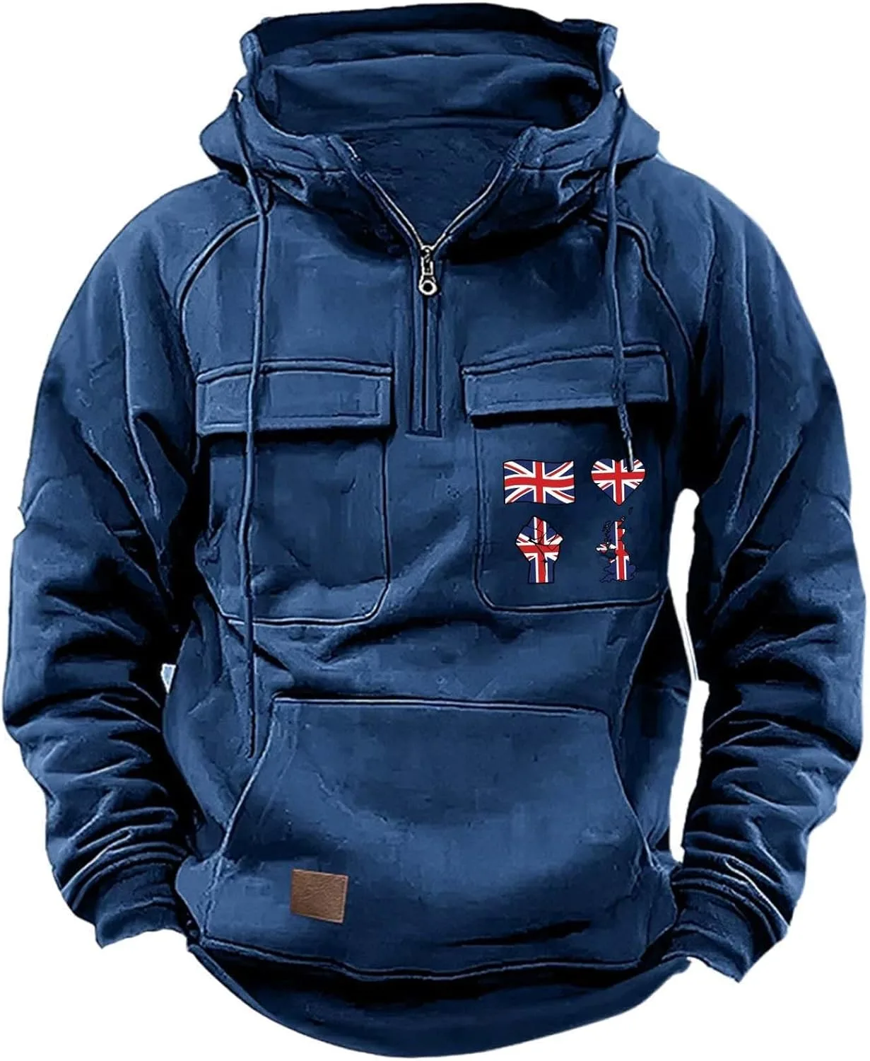 

Мужская тактическая худи с четвертью молнии и карманами