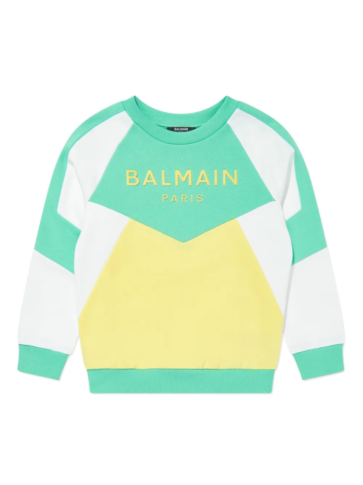 

Детская хлопковая толстовка Balmain Kids с цветными блоками, зеленый