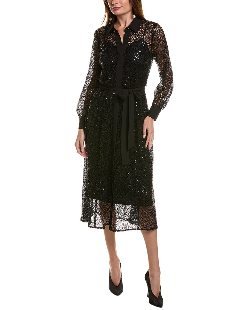 

Платье-рубашка Anne Klein с кружевом и пайетками, черный