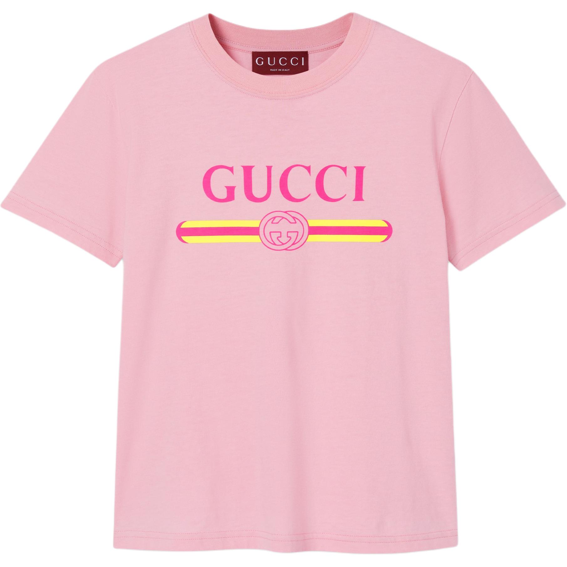 Футболка GUCCI из хлопкового джерси с принтом, розовый — фото 3