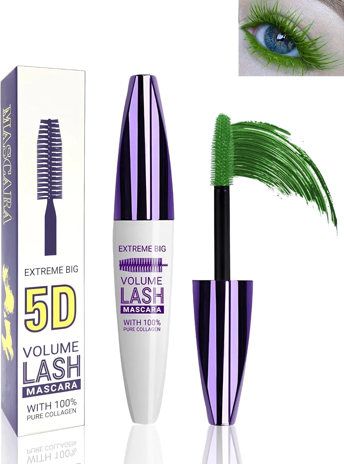 Тушь для ресниц объемная 5D Green Lysdefeu 1 шт 0.35 fl oz зеленый
