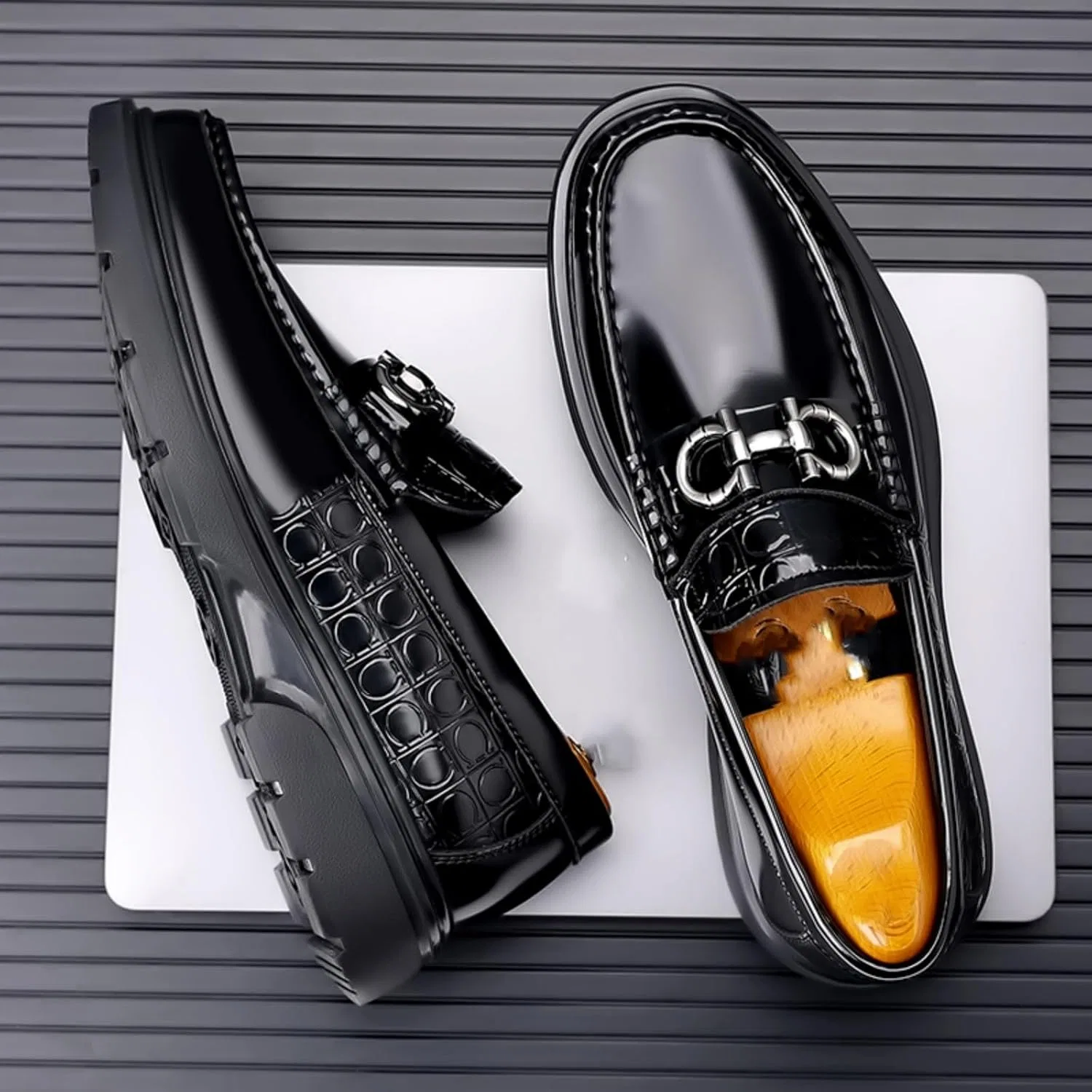 Лоферы High End Men's Chunky Platform Loafers, Black — фото 3