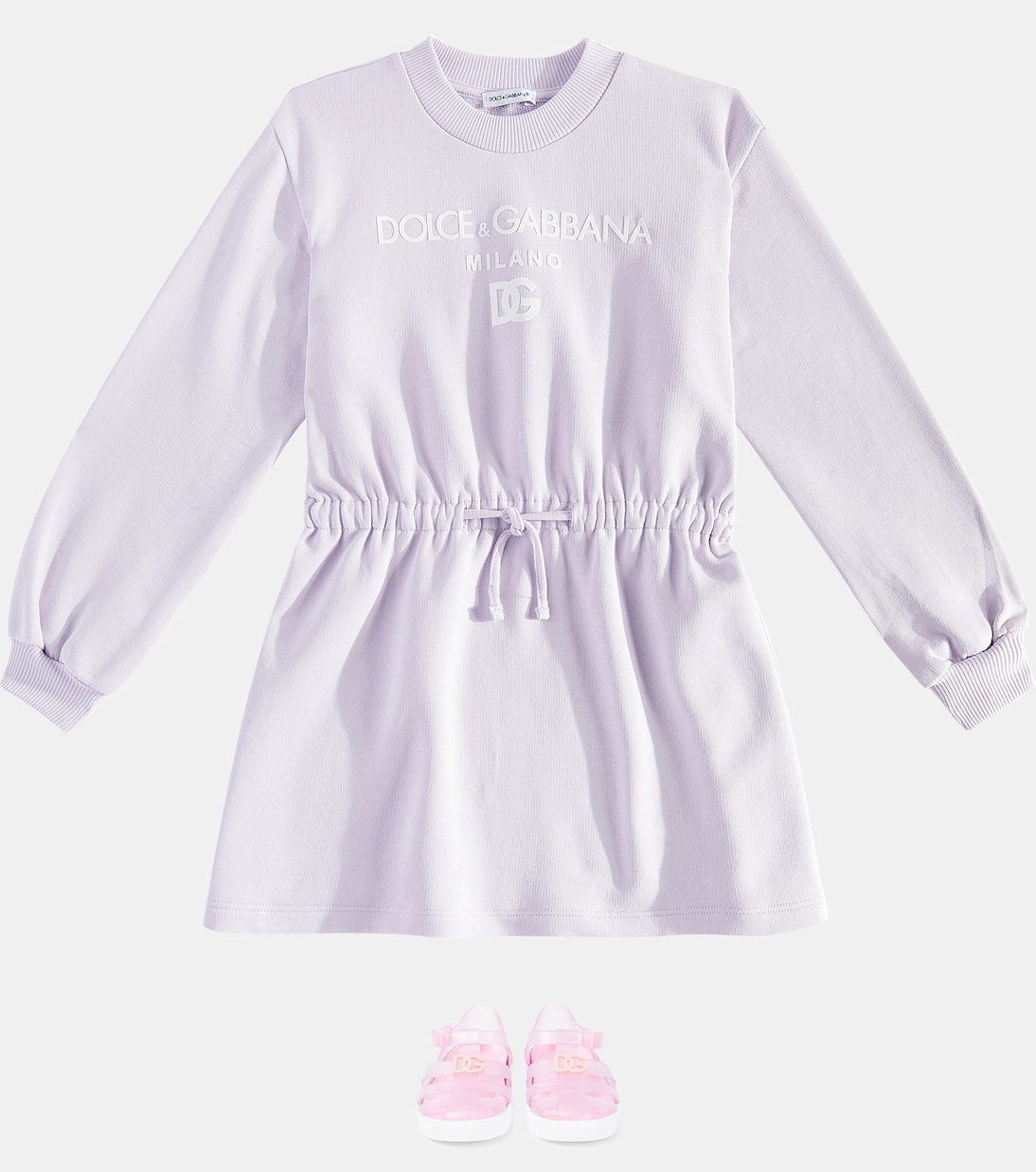 Платье из хлопкового джерси с логотипом Dolce&Gabbana Kids, Glicine — фото 2