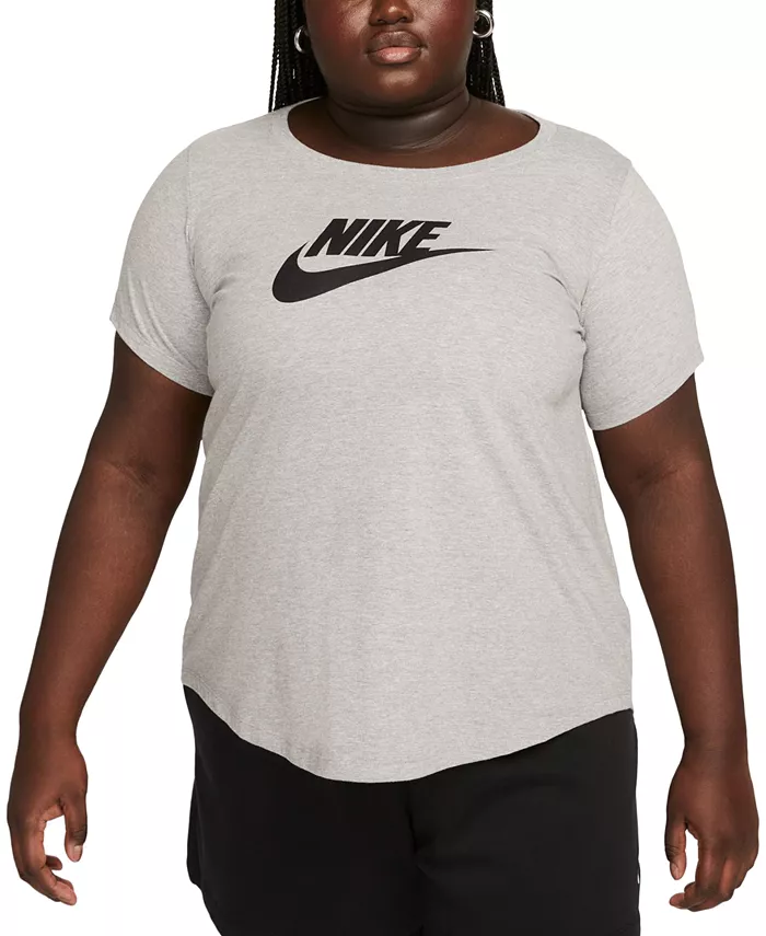 

Футболка с коротким рукавом и логотипом Essential, Plus Size, для активного отдыха и спорта Nike, серый