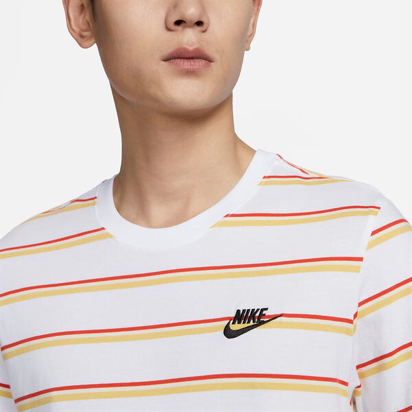 Футболка Nike Sportswear Striped Short Sleeves 'White', белый — фото 2