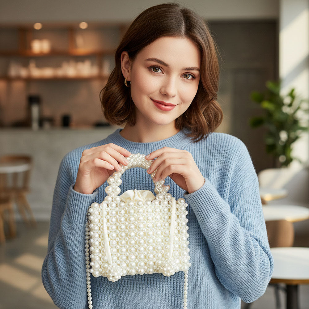 

Сумка через плечо Pearl Box с верхней ручкой FASHNZFAB, кремовый, золотой