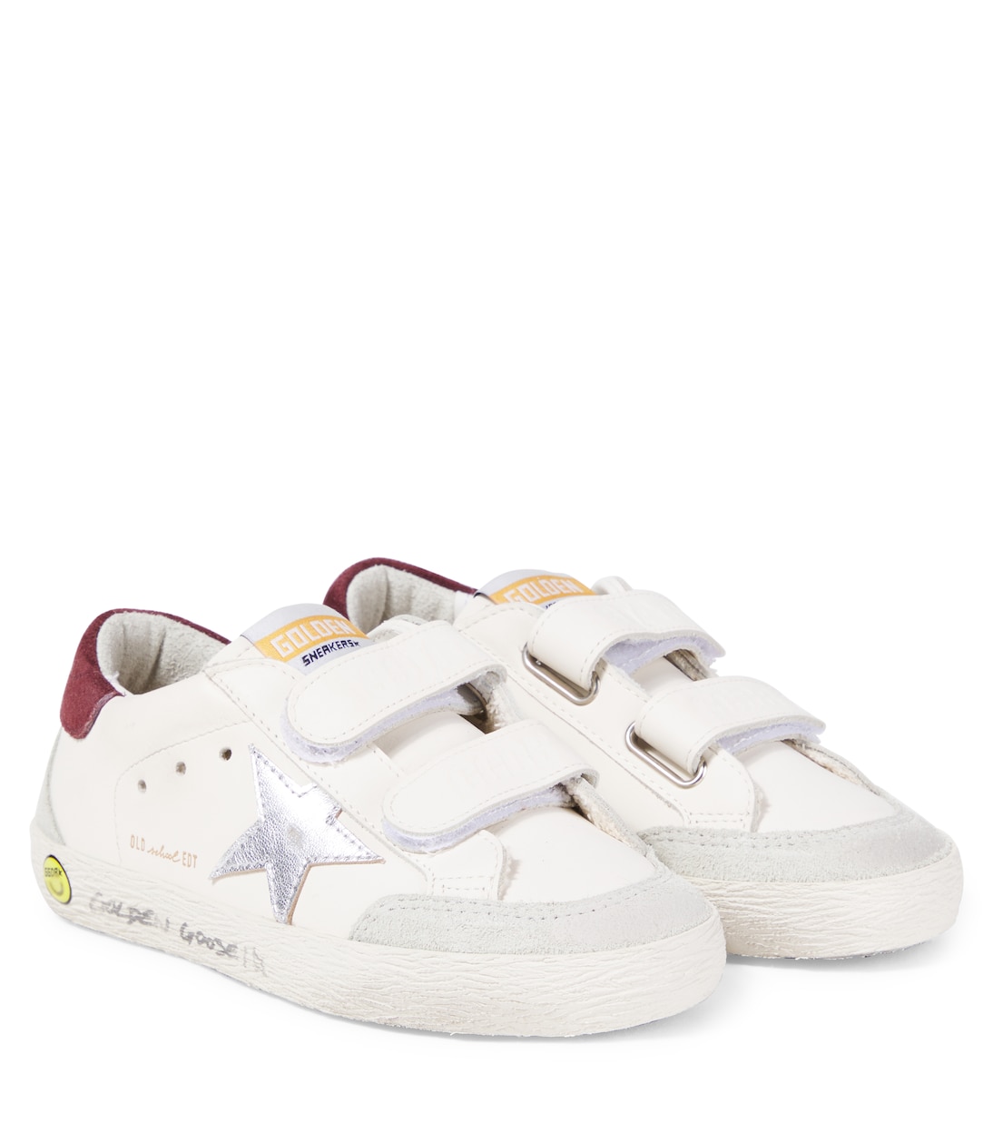 

Кожаные кроссовки Old School Golden Goose Kids, White/Ice/Silver/Kenya