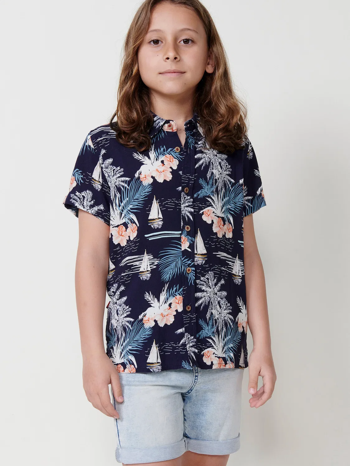 Рубашка на пуговицах стандартного кроя Koroshi, Navy/Light Blue — фото 2