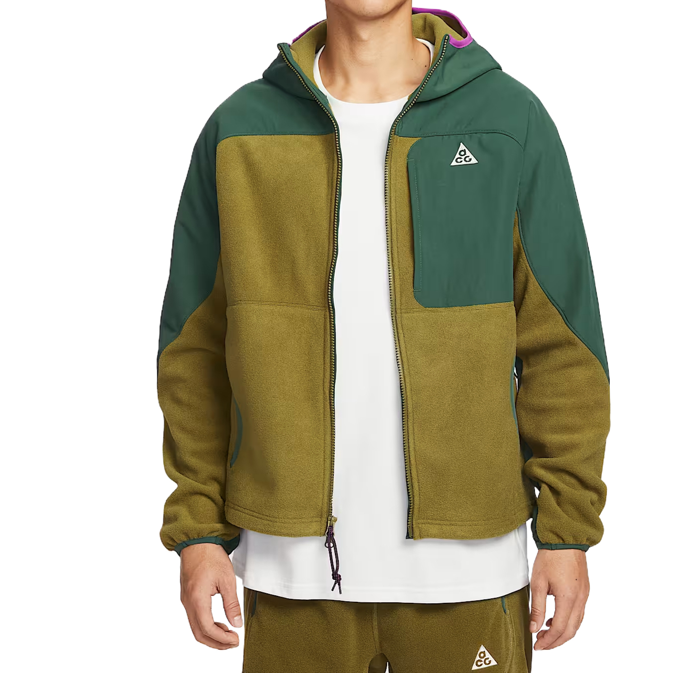 

Куртка ACG Wolf Tree для мужчин Nike, fir зеленый/anti-aircraft gun оливковый зеленый/bright фиолетовый/mountain белый