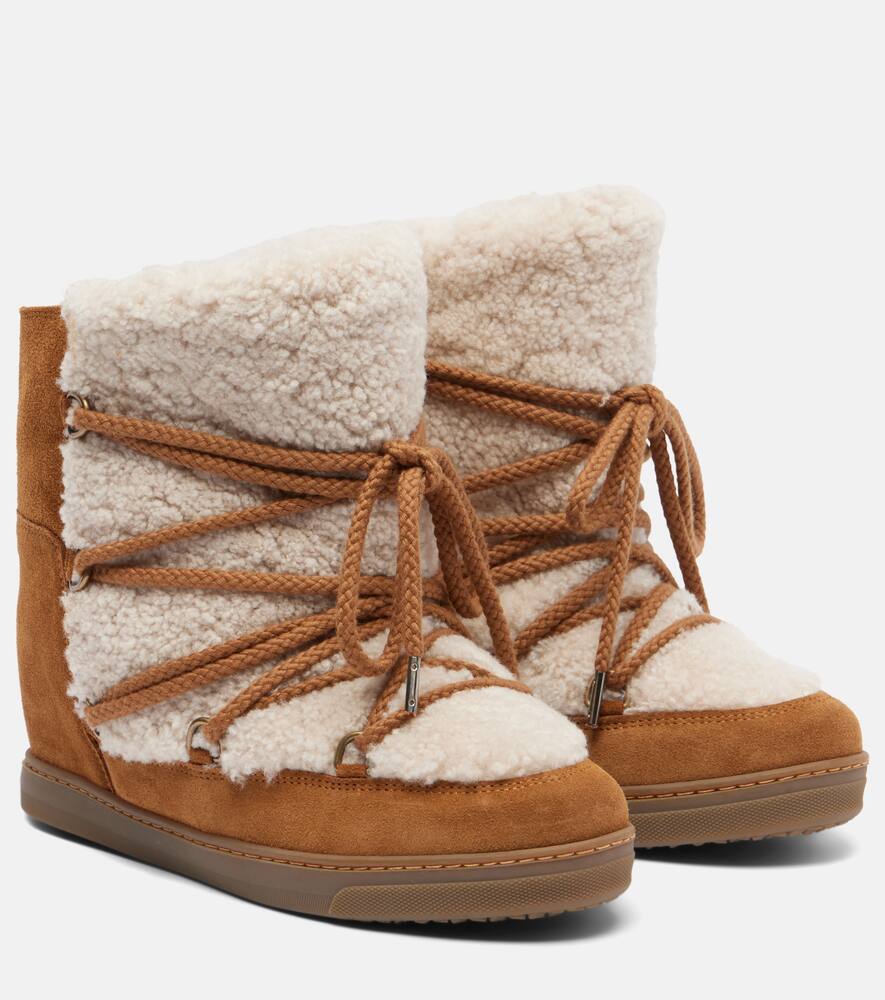 Зимние ботинки из овчины и замши Isabel Marant, Ecru/Cognac