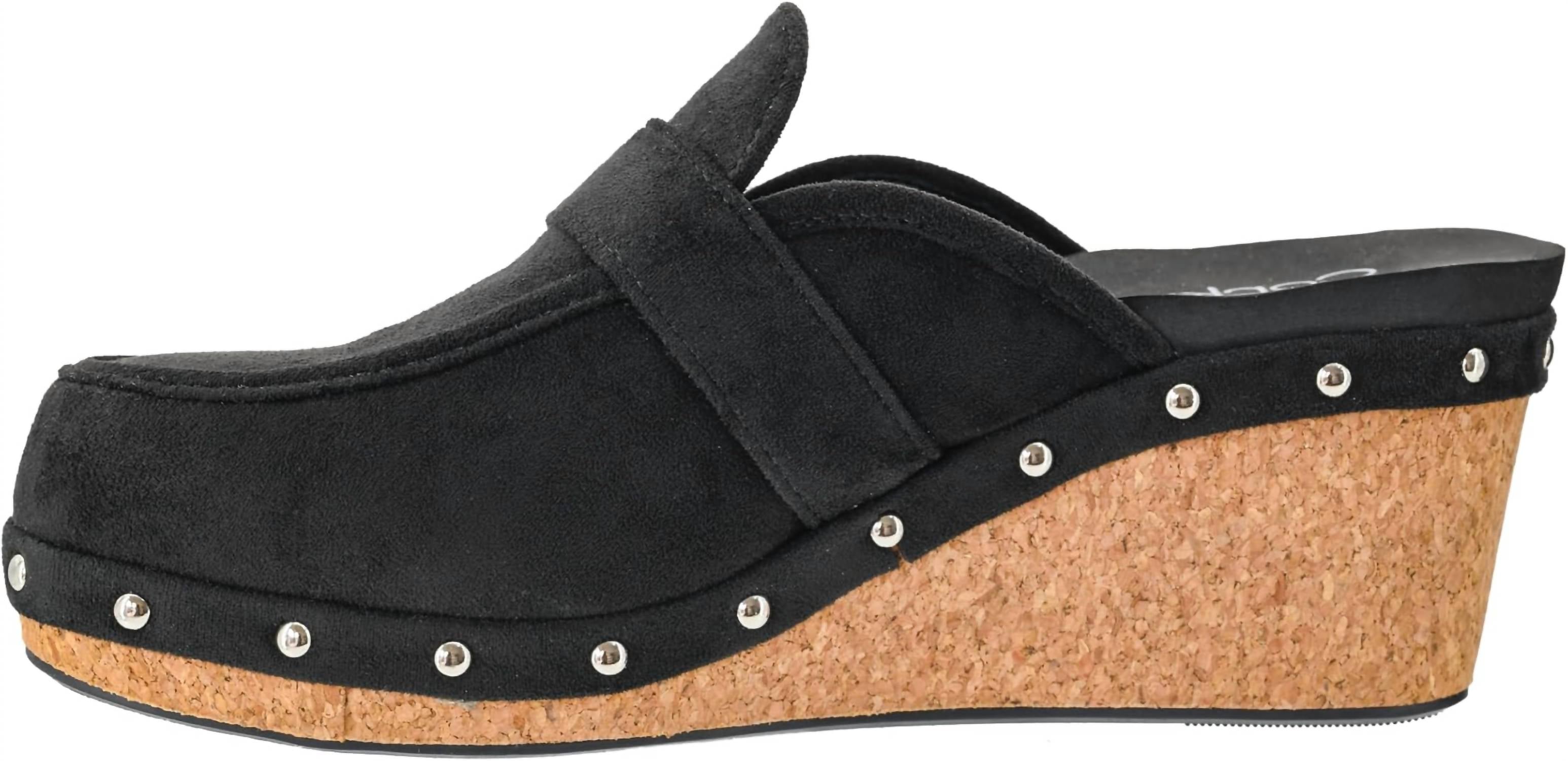 Женские уютные клоги Just Precious из черного искусственного замша Corkys Footwear — фото 2