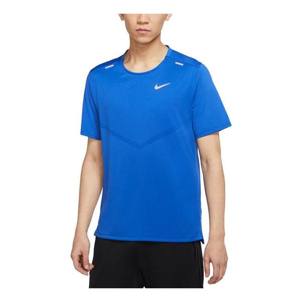 

Футболка men's dri-fit rise 365 running breathable quick dry casual sports short sleeve blue t-shirt Nike, синий