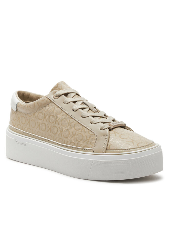 Кроссовки Calvin Klein Flatform Cup Lace Up Epi Mono HW0HW01911, бежевый — фото 2