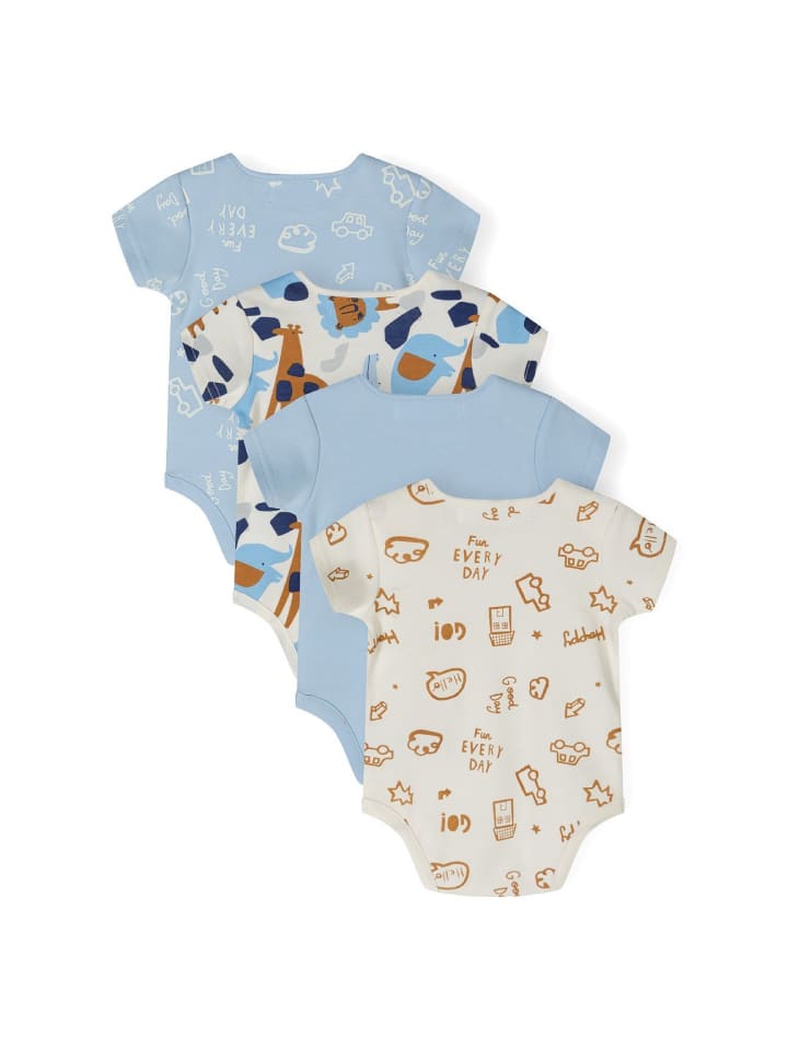 Minoti Набор из 4 штук: боди с короткими рукавами 24babypack2 светло-голубого цвета — фото 2
