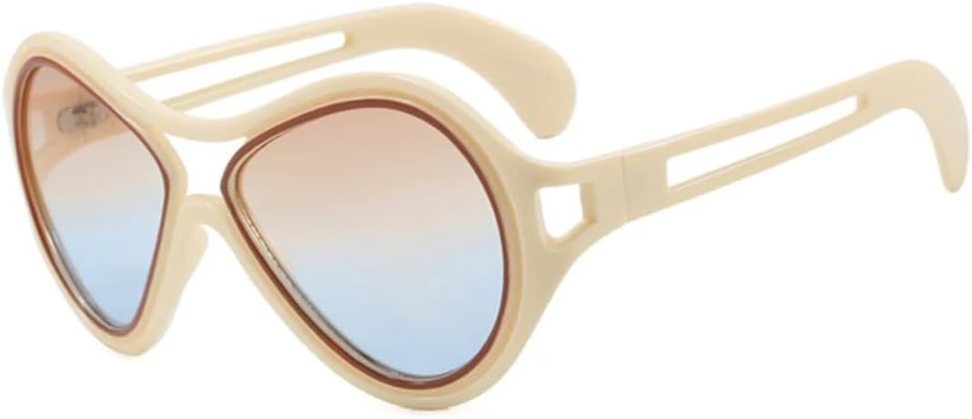 

Модные спортивные панк-солнцезащитные очки большого размера для женщин, модные очки для вечеринок, мужские солнцезащитные очки UV400, летние очки для путешествий и вождения VVTWSSW, Beige Tea Blue