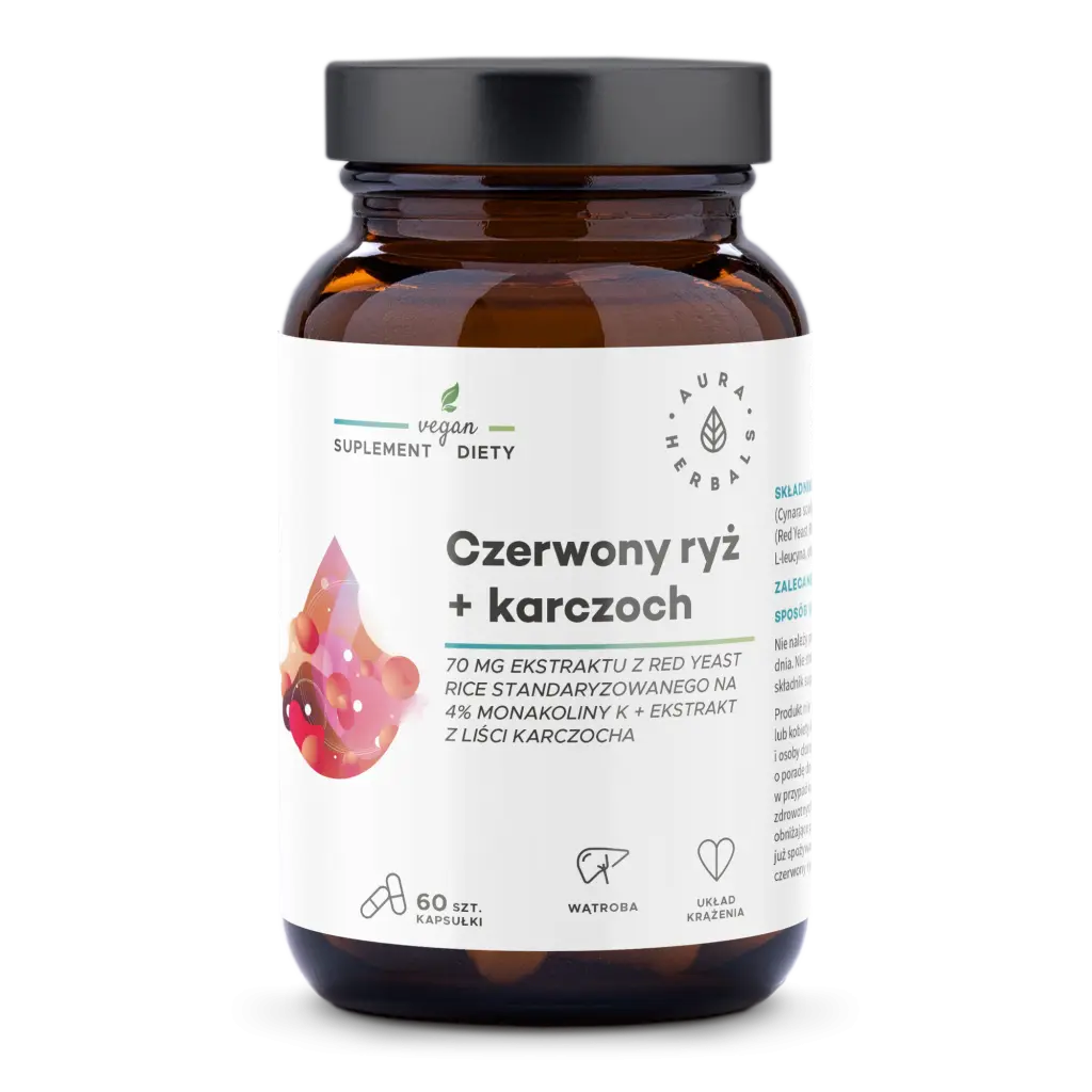 

Капсулы, поддерживающие нормальный уровень холестерина Aura Herbals Czerwony Ryż + Karczoch, 60 шт
