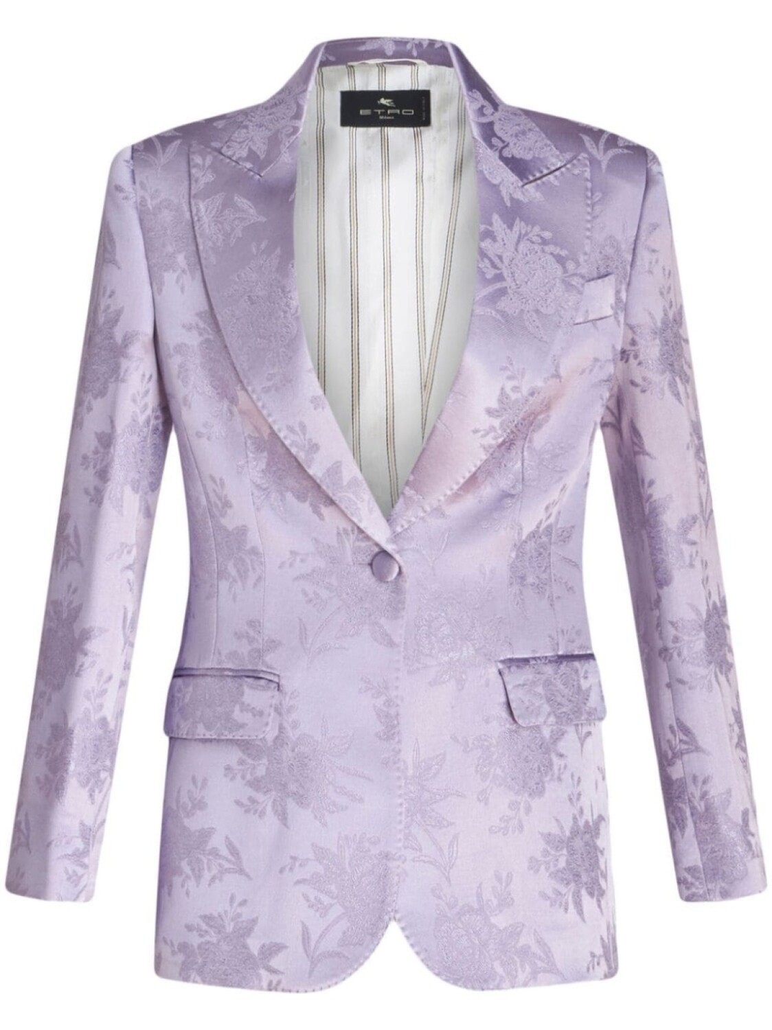 

ETRO однобортный пиджак с цветочным узором, фиолетовый