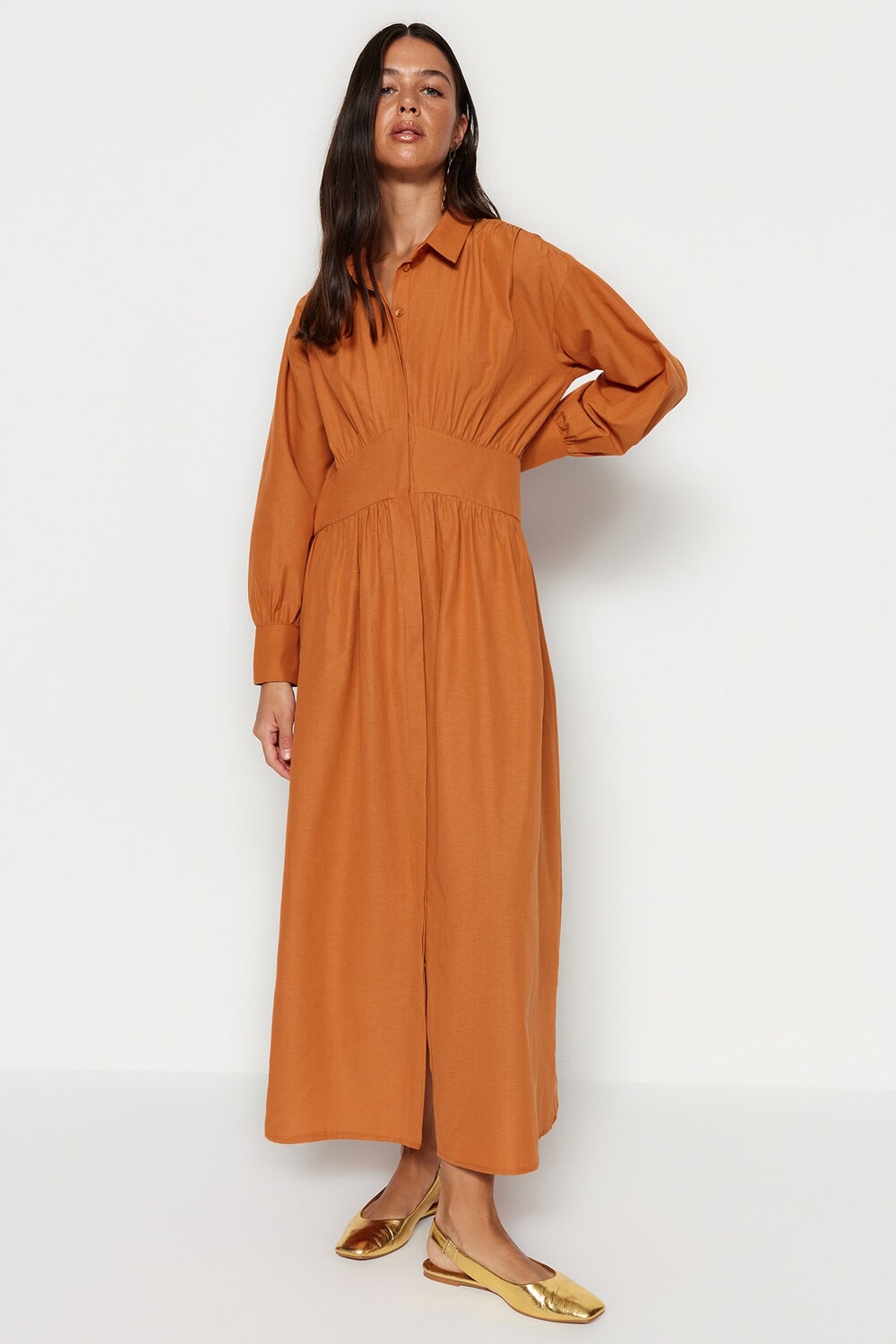 

Платье - Оранжевое - Базовое Trendyol Modest, оранжевый